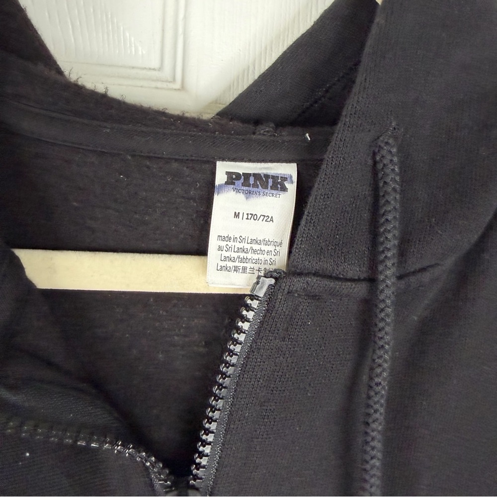 Sz M VS PINK NWOT $69 Ivy Fleece Hooded Jumpsuit Hoodie Black - Picture 7 of 12